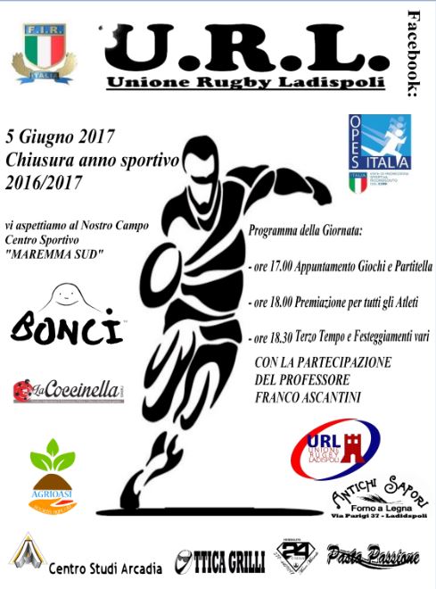 Unione Rugby Ladispoli_festa di fine stagione sportiva_volantino