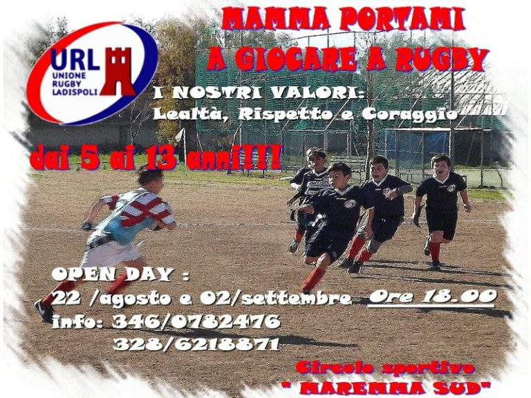 Secondo Open Day mini rugby a Ladispoli: 2 settembre, ore 18 - Maremma Sud